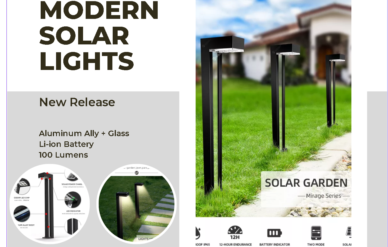 Load video: Modern Solar Bollard Light