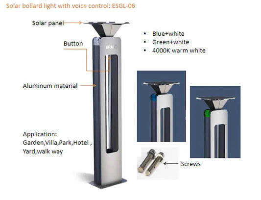 Solar Bollard Lights | Sound Sensor 500LM